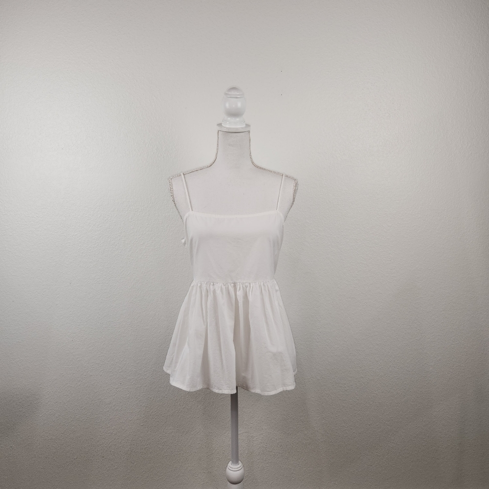 ASOS White Spaghetti Strap Baby Doll Top Size 8
